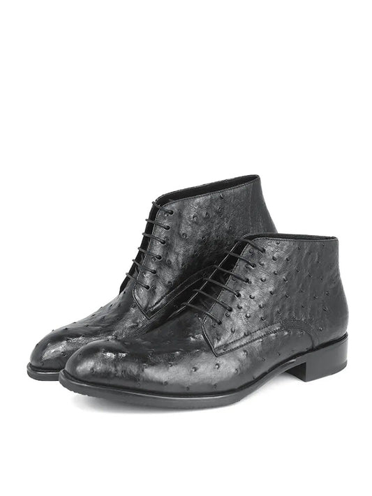 Sipriks Mens Ankle Boots Imported Ostrich Skin Desert Shoes High Quality In Stock Male Cowboy Boots Lace Up Derby Shoe Casual 43