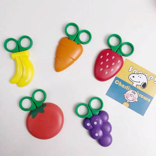 Sharkbang Kawaii Magnetic Carrot Fruit Art Handmade Scissors Kids DIY Paper Pattern Cutting Scissors School Children Stationery