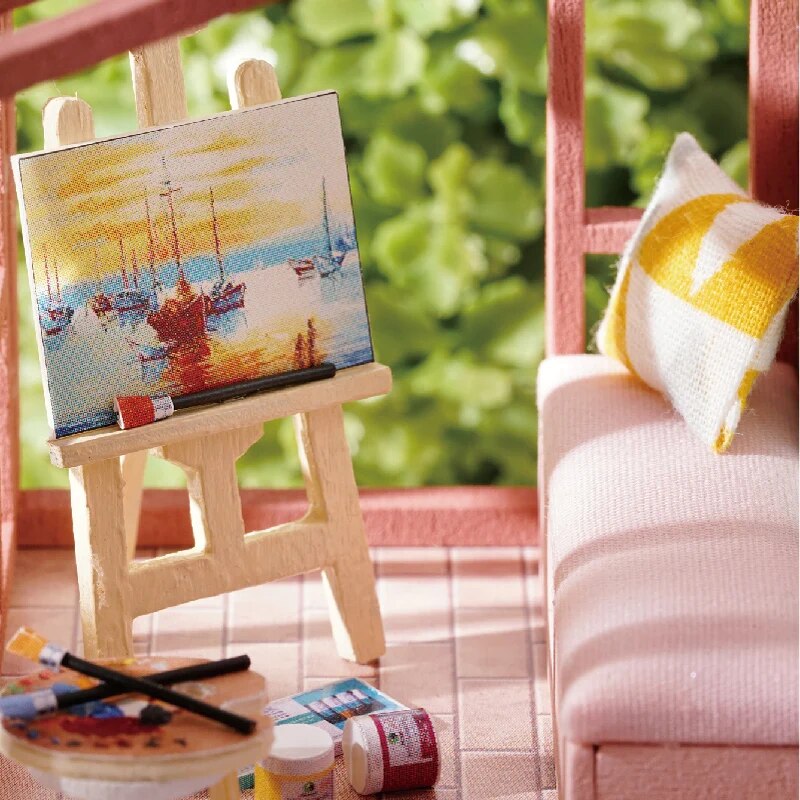 CUTEBEE DIY Doll House Wooden Doll Houses Miniature Dollhouse Furniture Kit with LED Toys for children Christmas Gift QL03