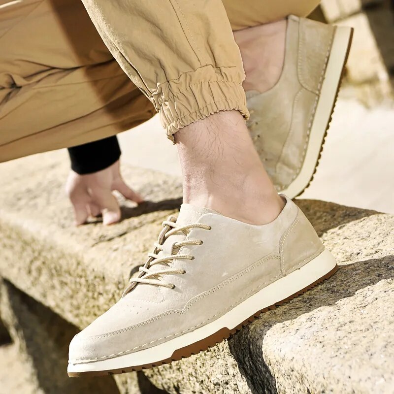 Brand men's high-quality leather retro low-top sneakers lightweight and comfortable men's sneakers fashion men's shoes Size 45