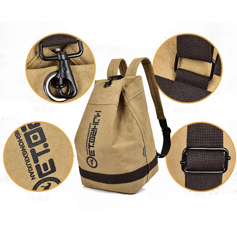 Men Travel Bag Mountaineering Backpack Male Canvas Large Capacity Bucket Shoulder Bags For Boys Man Army Rucksack Mochila XA33ZC