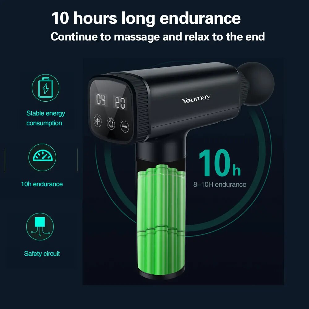 Youmay Massage Gun LCD Touch Display Muscle Massager Pain Relief  Deep Tissue Fascia Gun Electric Body Massager Shaping Slimming