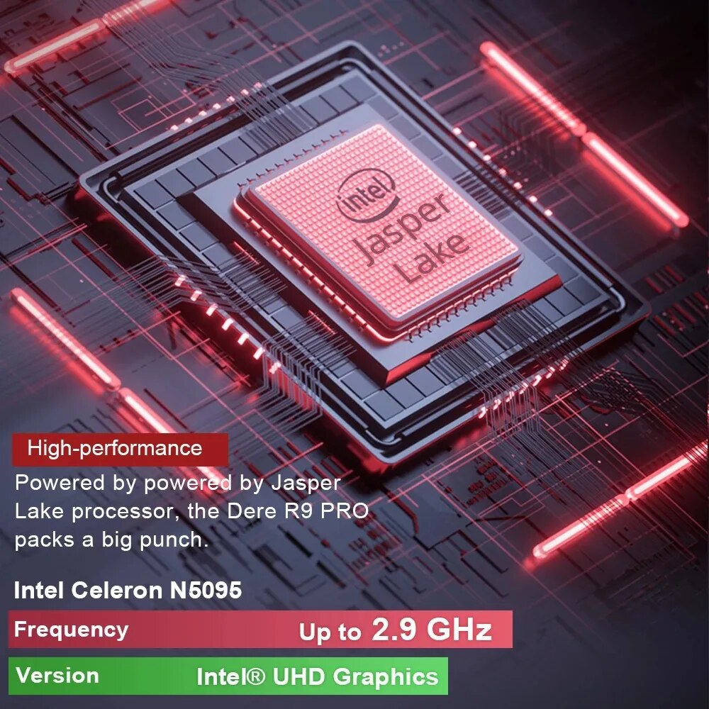 DERE R9 Pro Laptops 15.6 Inch Intel Celeron N5095 16GB RAM 1TB SSD 1920*1080p Pc Portable Laptop Windows 10 Notebook