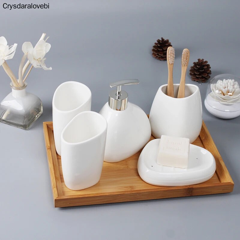 Simple dumb white ceramic Bathroom Accessories Set of bathroom sets of wash sets bathroom suite Ceramic wash supplies