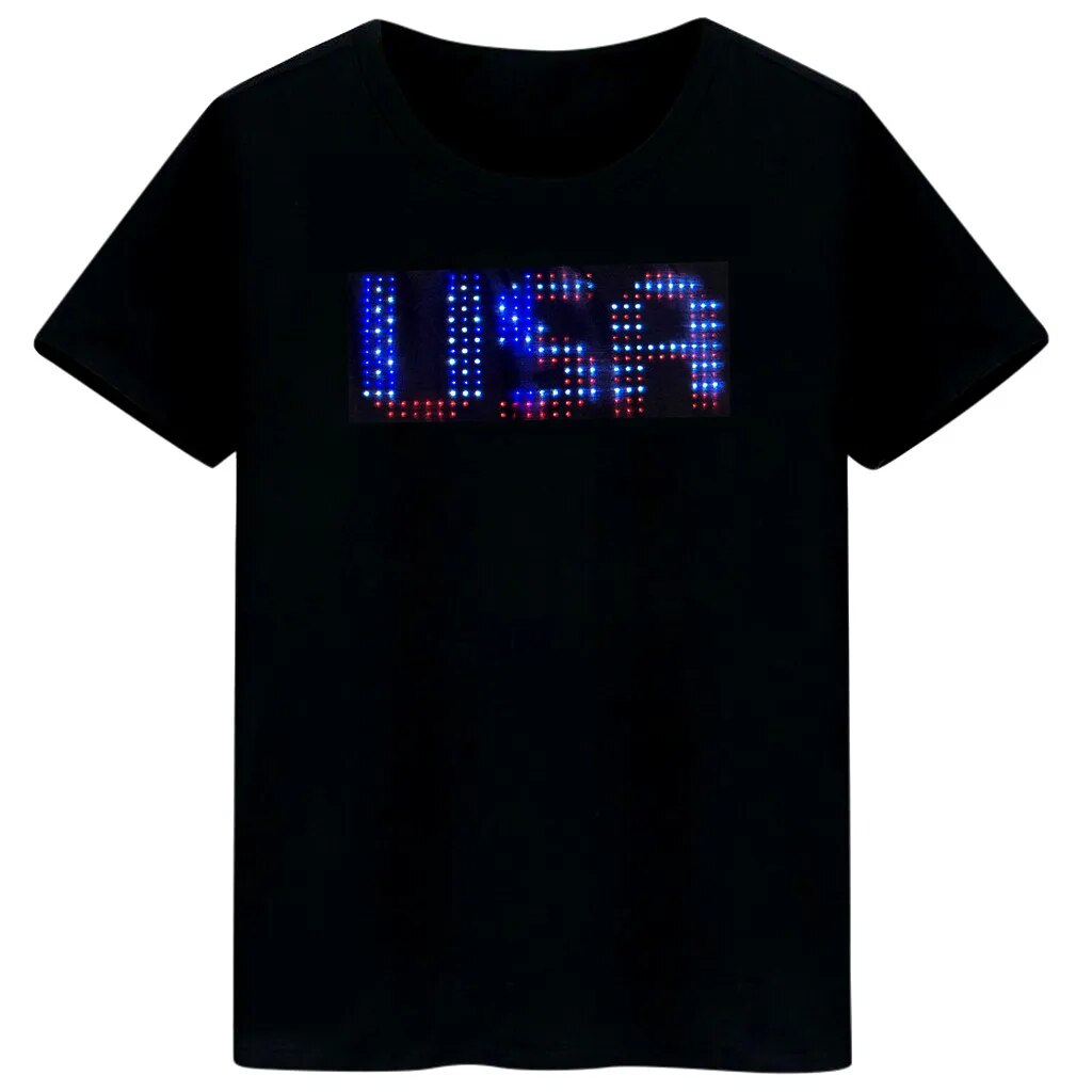12pcs/lot Bluetooth Programmable Led T-shirt Dj LED Tshirt Built-in Battery Scrolling Text Animation Message Matrix Display