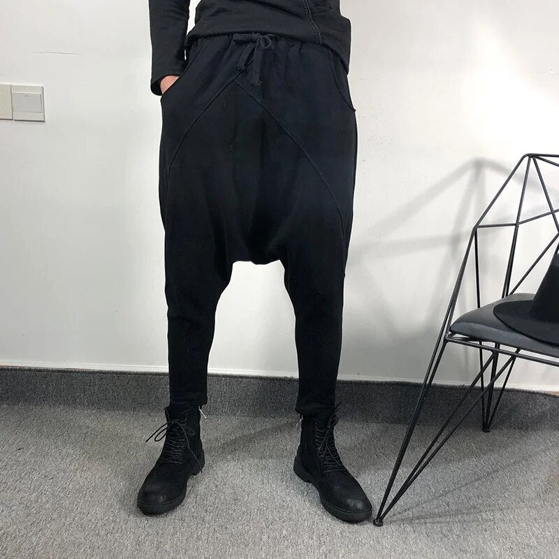 Owen Seak Men Casual Cross Pants high Street Wear Ankle Length Pants Men's Clothing Sweatpants Spring Harem Black Pants
