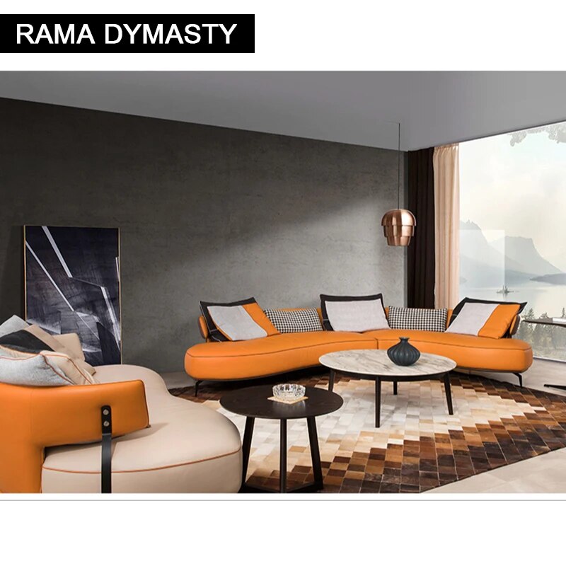 Customized high quality living room furniture  sofa set real leather sofa Curved sofa Creative sofa