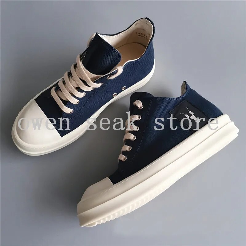 19ss Owen Seak Men Canvas Shoes Casual Lace Up Luxury Trainers Men Sneakers Adult Brand Flats Summer Low Shoes Big Size