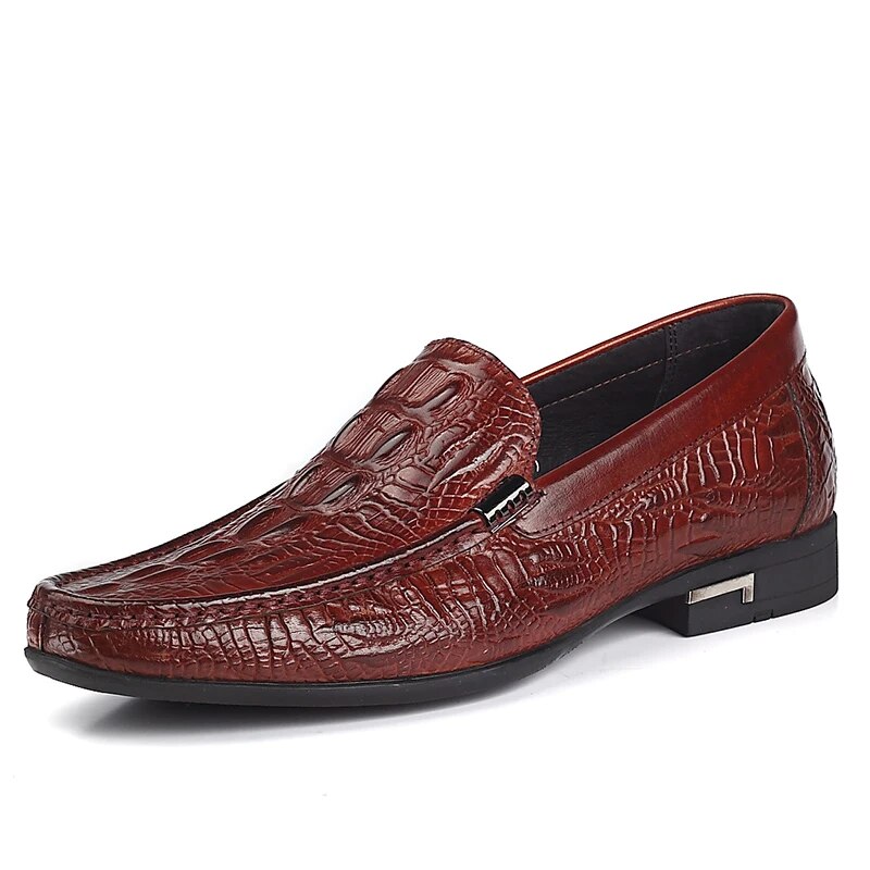 Phenkang Men Leather Alligator Texture Slip-On Casual Shoes Male Sneakers loafer Mens Coffee Men's Loafers Driving Shoes