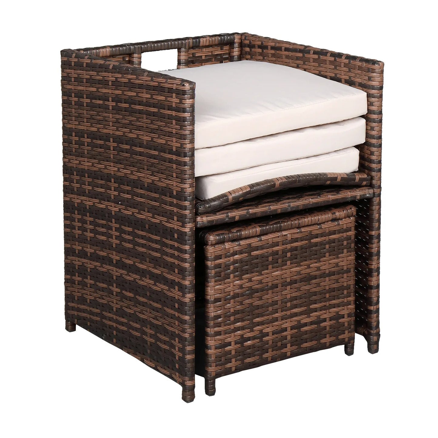 Outdoor Furniture Set Patio Furniture Set Nine-Piece Table And Chair Set-1 (1/3) Brown Gradient US Warehouse