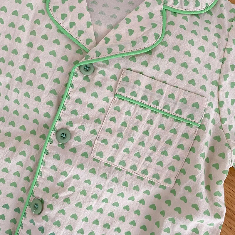 Summer Kids Pajamas Korean Print Suit for Boys and Girls Casual Cotton Sleepwear