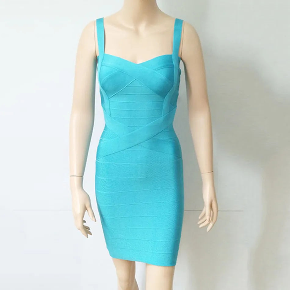 Women'S Sexy Bandage Dresses Christmas Autumn Sleeveless Spaghetti Belt Stretching Fitness Club Party Dress Mini Bodyconvestodos - KAISERINC