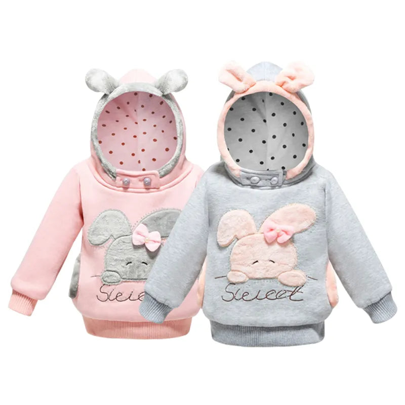 2020 Retail Children Hoodies Clothing Outerwear Girls Cartoon Rabbit Fleece Hoody Jackets Coat Baby Kids Clothes - KAISERINC