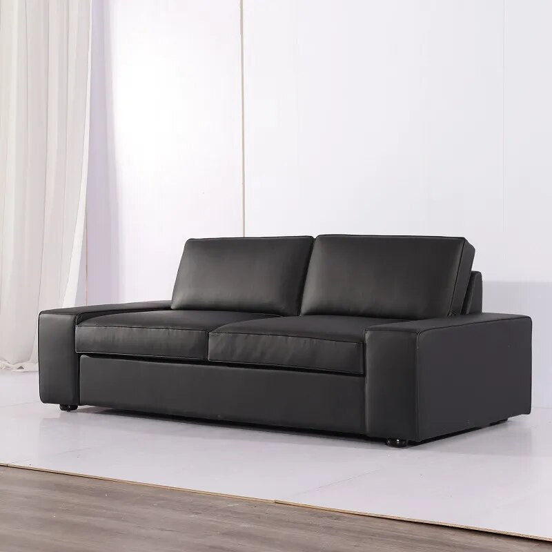 U-BEST New Design Black Genuine Leather Sofa Morden living room furniture leather recliner sofa 3 seats lounge sofa