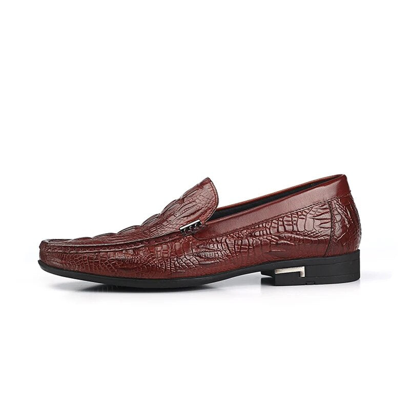 Phenkang Men Leather Alligator Texture Slip-On Casual Shoes Male Sneakers loafer Mens Coffee Men's Loafers Driving Shoes