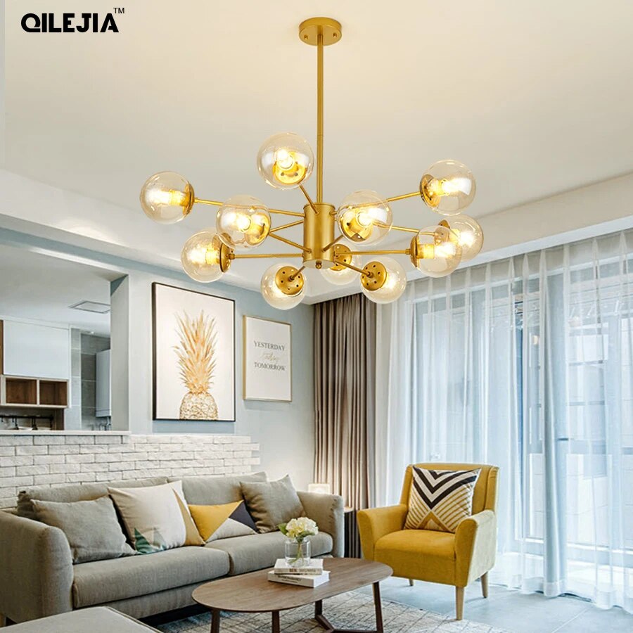 Chandelier Nordic Creative Art Lighting Post-modern Simple Atmosphere Bedroom Dining Room Lamp Iron Magic Bean Living Room Lamp