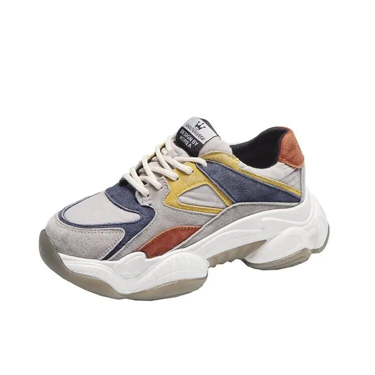 Korean Spring and Autumn New Shoes Women's Platform All-match Sneakers Women's Breathable Color Matching Shoes