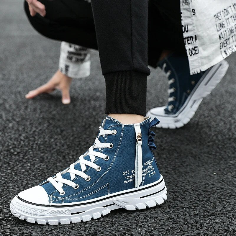 CcharmiX Men Canvas Boots Army Combat Style Fashion High-top Military Ankle Boots Men's Shoes Comfortable Camo Sneakers Big Size