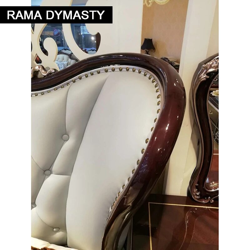 High Quality Modern Luxury  Wooden Beds Furniture Sets Design, French Carving Leather Bed King Size bed