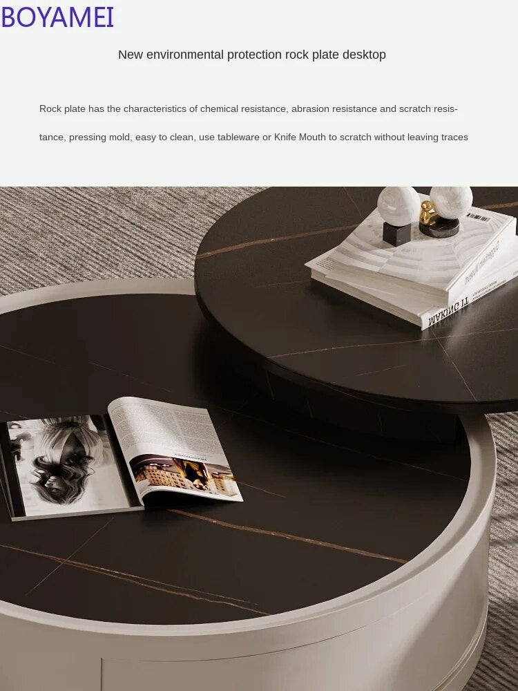 TV cabinet tea table combination modern simple Italian light luxury wind small house fashion retractable living room furniture