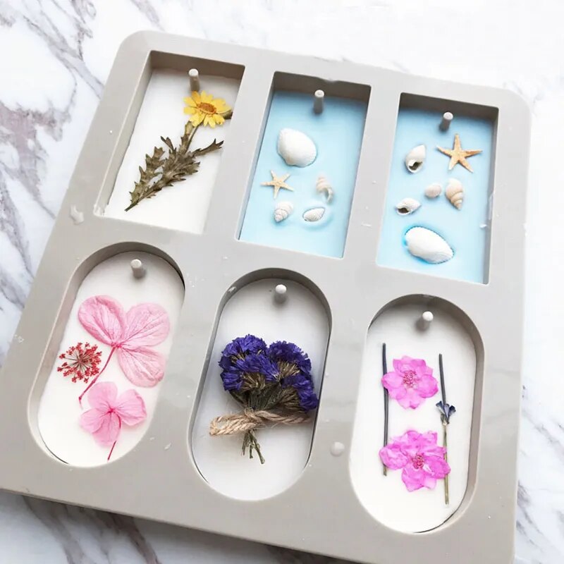 DIY Silicone Clay Aromatherapy Tablets Molds Hanging Ornaments Wax Molds Moldes De Silicona Craft Accessories Soap Mold