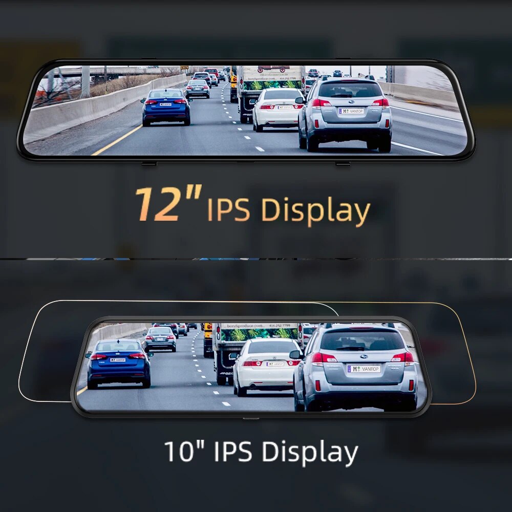 VanTop H612T 12’’ 4K Mirror Dash Cam for Cars Voice Control Full Touch Screen Rear View Camera GPS Waterproof Night Vision