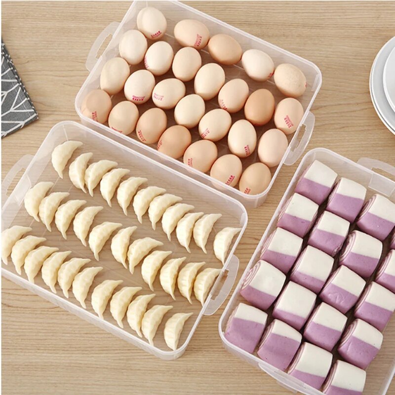 Kitchen Accessories Refrigerator Fresh-keeping Box Dumpling Storage Box Eggs Fruits and Vegetables Organizer Can Be Superimposed