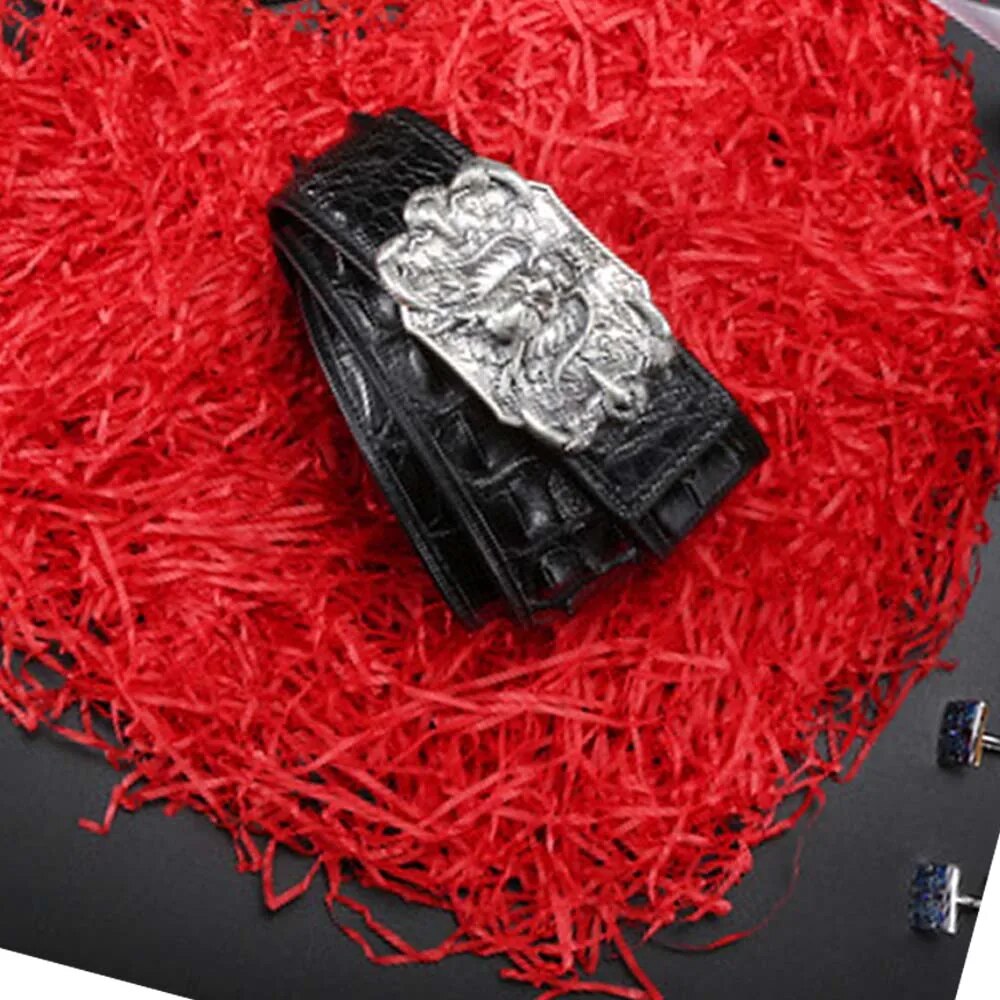 linshe male belt  Genuine crocodile  leather  925  Silver buckle  middle-aged  youth  tide men belt  crocodile Men belts