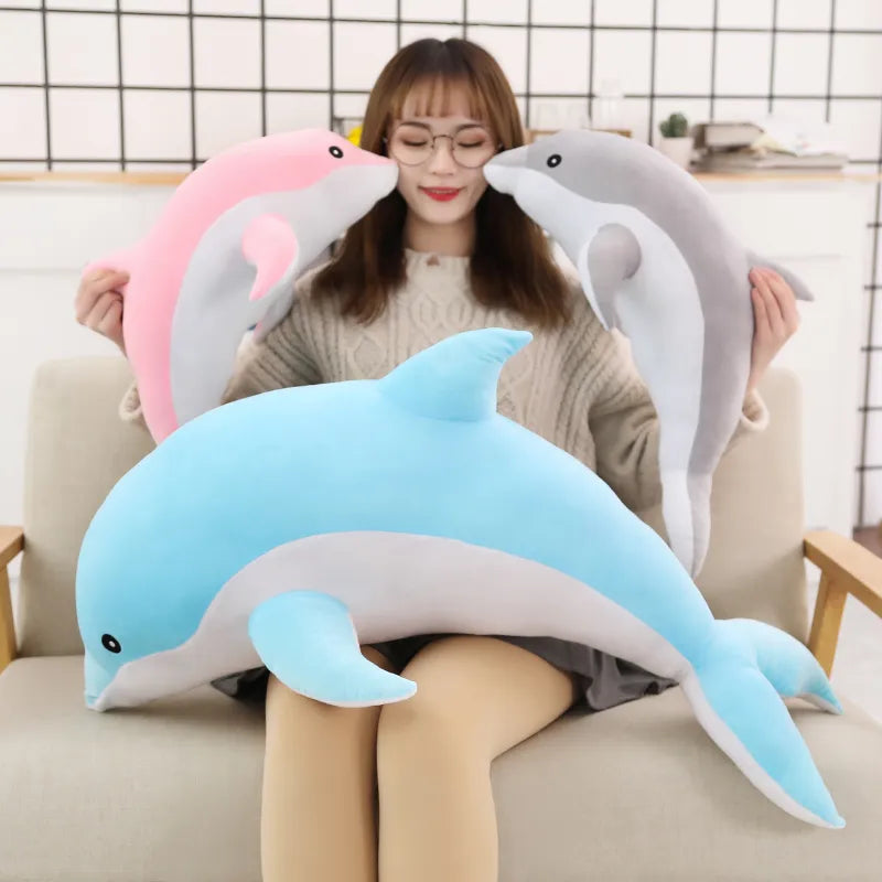 160cm Large Kawaii Dolphin Plush Toys for Children Stuffed Sea Animal Doll Soft Baby Sleeping Pillow Lovely Gift for Kids Girls