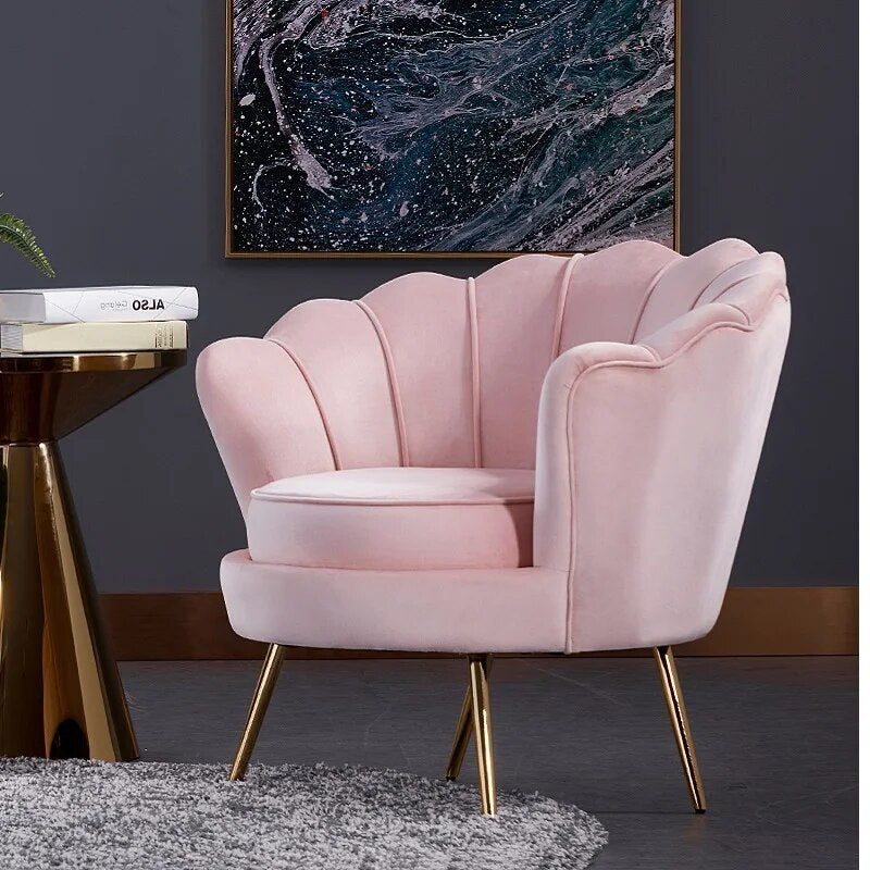 U-BEST Hotel Velvet Living Room Modern Furniture Bedroom lounge chair, Upholstered Small Shell Armchair Accent Chair