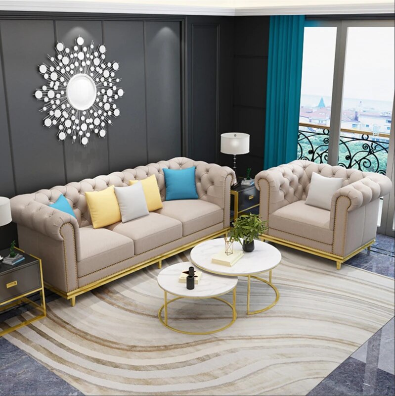 Sofa modern villa living room leather sofa set furniture
