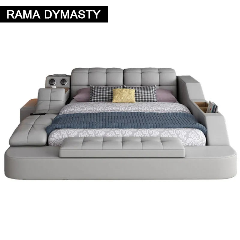 Leather Bed Frame Massage Home Bedroom Furniture Camas Lit Muebles De Dormitorio Yatak Mobilya Quarto Bet