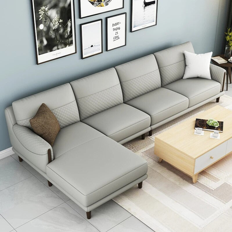 Imported Napa Full-Grain Leather  Leather Sofa Lounge Furniture Modern Simple Outfit Small-Sized Sofa