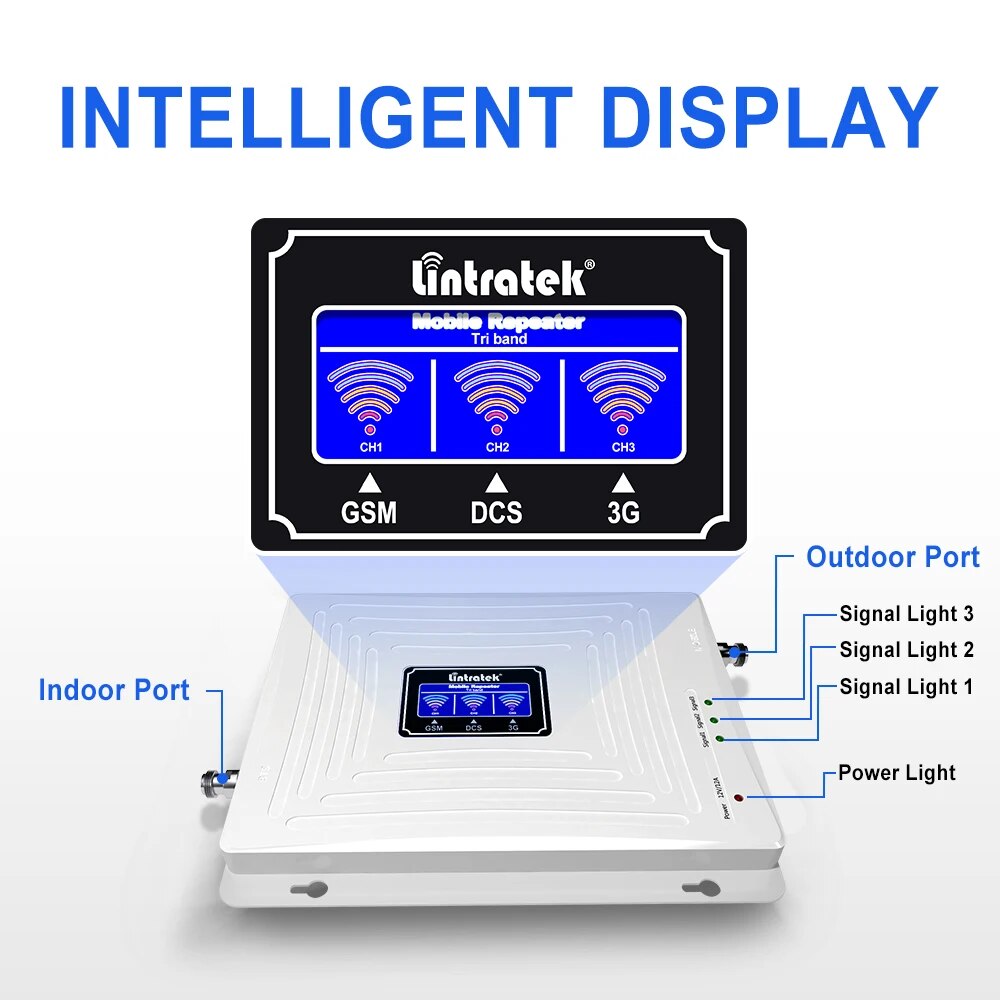 Lintratek 2g 3g 4g Cellular Signal Booster GSM 900 1800 2100 GSM WCDMA UMTS LTE Cellular Repeater Band3 Mobile Phone Amplifier