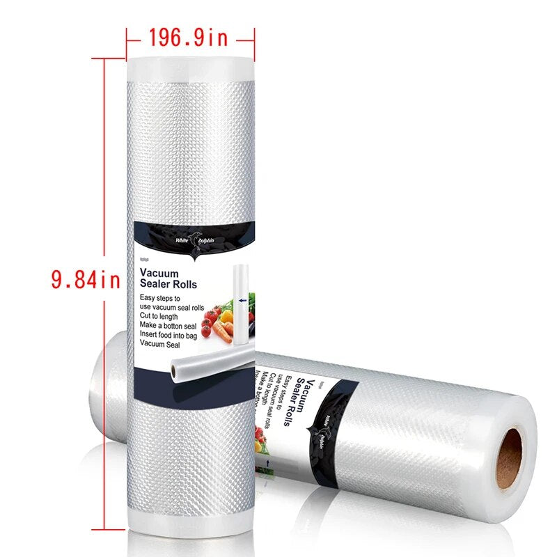 3 Rolls Best Food Vacuum Sealer Bags Kitchen Food Storage Bags 12 15 20 25cm x 500cm For Vacuum Sealer Packaging Machine