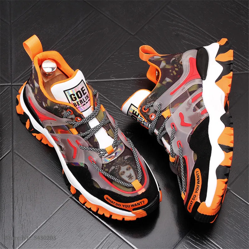 New Designer Men's Shoes Print Punk Hip Hop Casual Shoes Fashion High Tops Sneakers Height Increasing Shoes Zapatillas