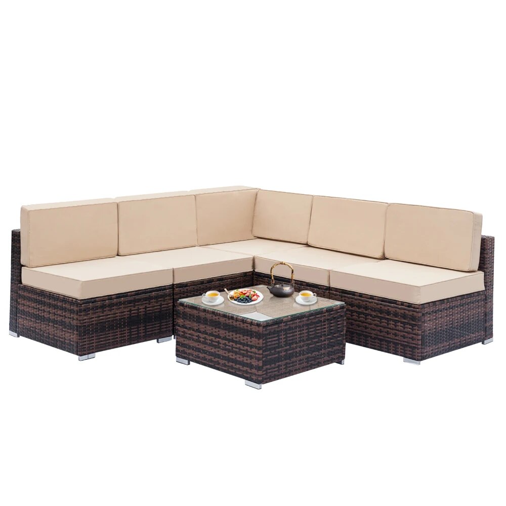 Patio Furniture  Set Fully Equipped Weaving Ratt 6pcs Fully Equipped Weaving Rattan Sofa Set