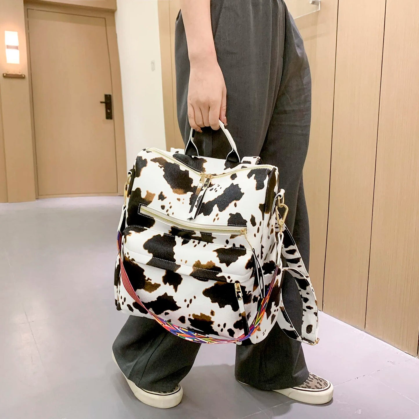 Retro Large Backpack Women PU Leather Rucksack Women's Knapsack Travel Backpacks Shoulder School Bags Mochila Back Pack XA96H