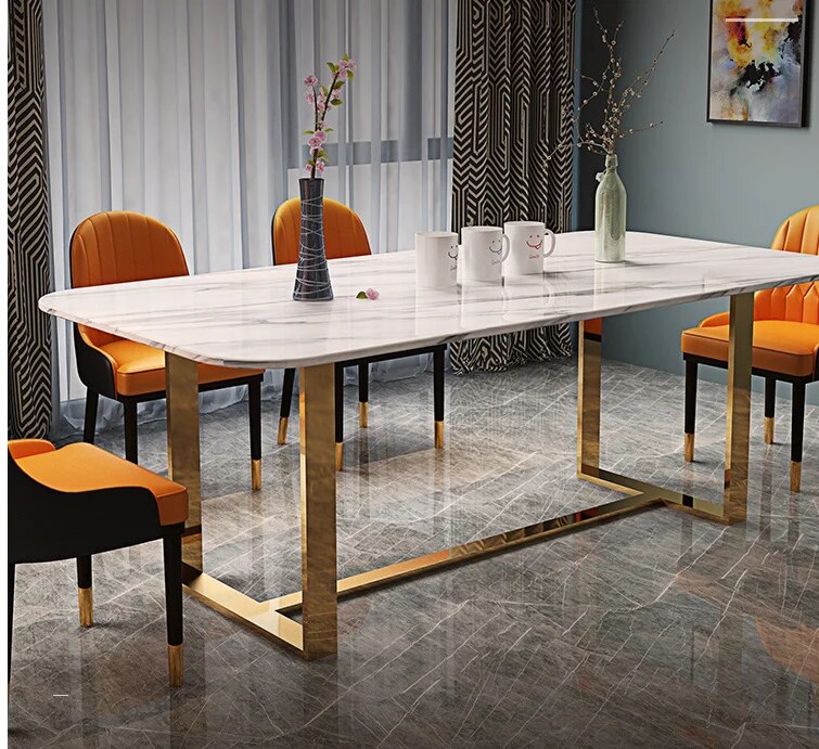 Light luxury dining table Simple post-modern round table multifunctional furniture with rotary table telescopic rotating househo