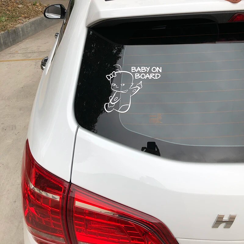 YJZT 16*14.1CM BABY ON BOARD Funny Vinyl Car Sticker Warning Sign Decal C4-0872
