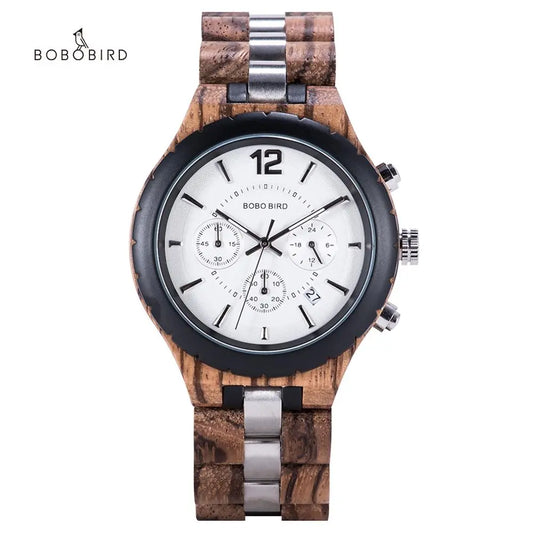 Bobo Bird Men Watches 2020 Luxury Wooden Men's Watches for Man Quartz Watches Auto Date Wristwatch Chronograph Relojes Hombre