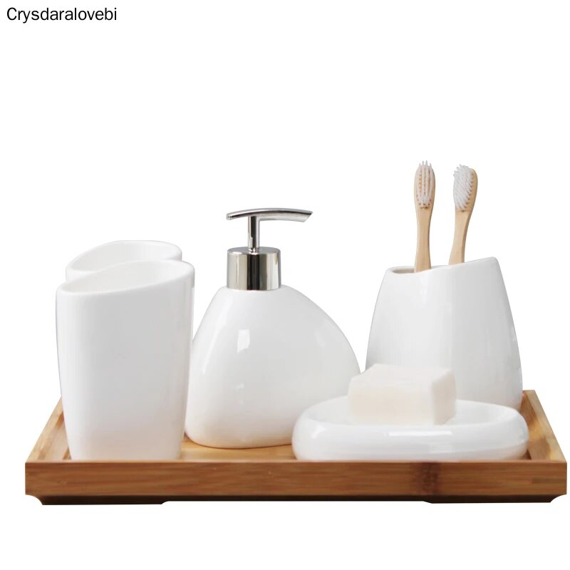 Simple dumb white ceramic Bathroom Accessories Set of bathroom sets of wash sets bathroom suite Ceramic wash supplies