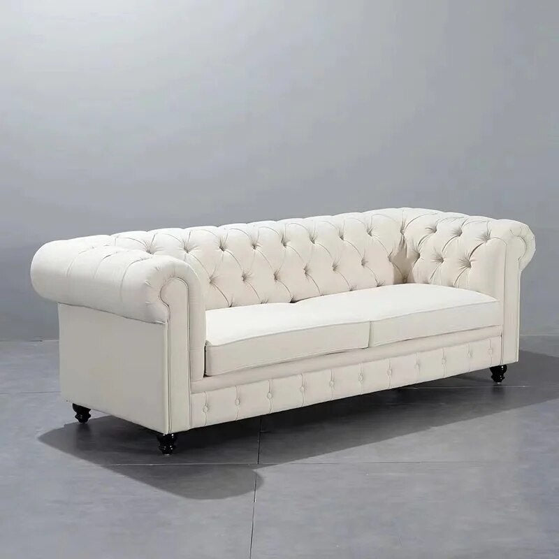 U-BEST European Home Furniture Sofa Set Living Room Chesterfield Leather Sofa，Retro Style leather chesterfield chaise lounge