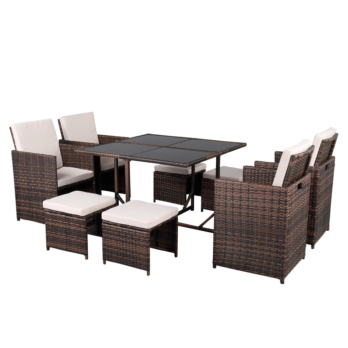 Outdoor Furniture Set Patio Furniture Set Nine-Piece Table And Chair Set-1 (1/3) Brown Gradient US Warehouse