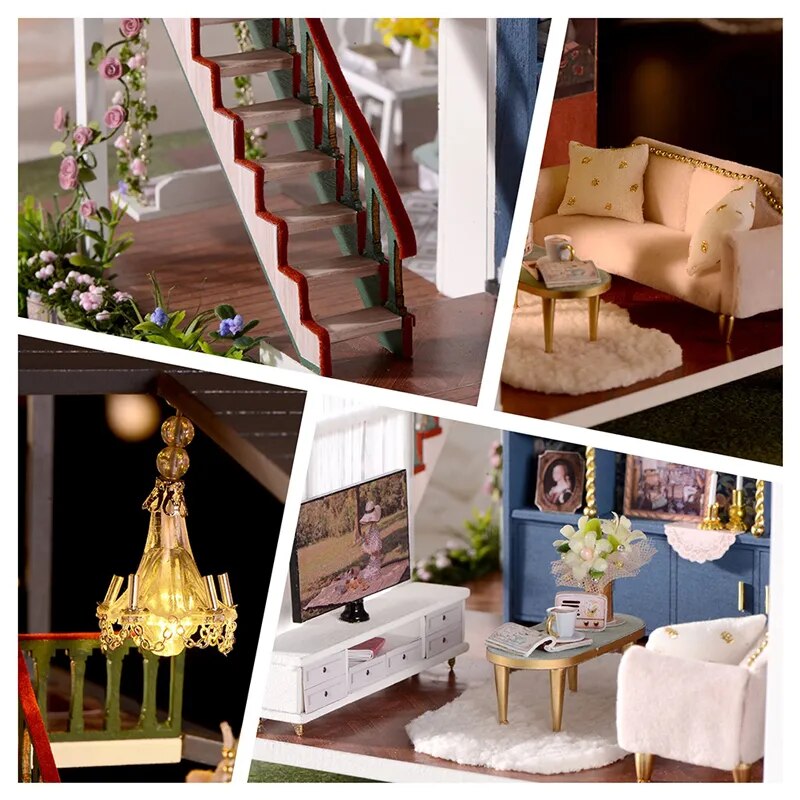 CUTEBEE DIY Dollhouse Wooden Doll Houses Miniature Doll House Furniture Kit Casa Music Led Toys for Children Birthday Gift A81
