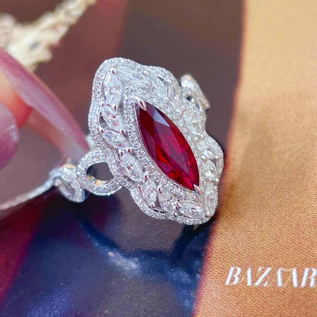 LR713 Ruby Ring Fine Jewelry Solid 18K Gold Nature Red Ruby 1.2ct Diamonds Rings for Women Fine Presents