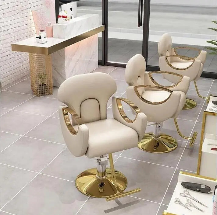 New luxury hydraulic tilting salon chair golden barber chair furniture