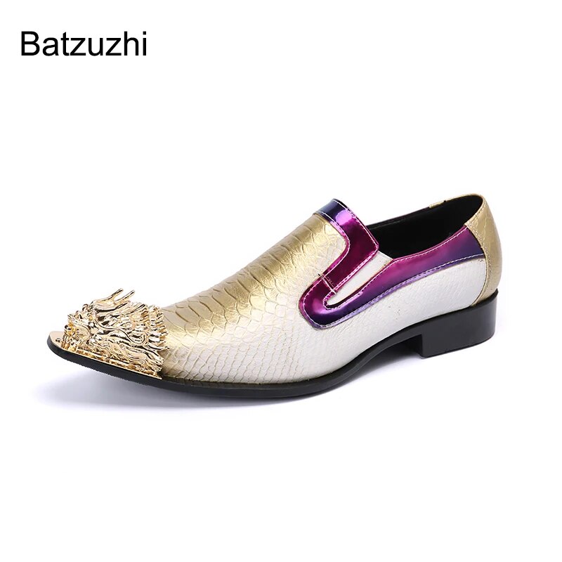 Batzuzhi Japanese Type Fashion Men's Shoes New Design Pointed Iron Toe Genuine Leather Dress Shoes Men Party and Wedding Zapatos