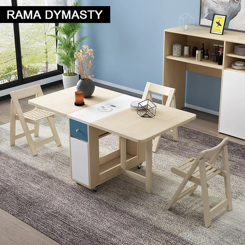 Fashion folding dining table furniture yemek masasi multifunctional rectangle dining table with 4 chairs