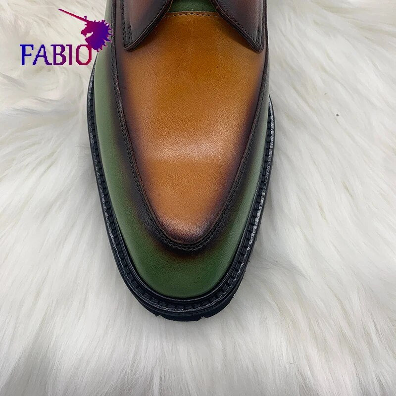 French cowhide men's shoes imported foaming outsole leather men's shoes Bruti style men's shoes